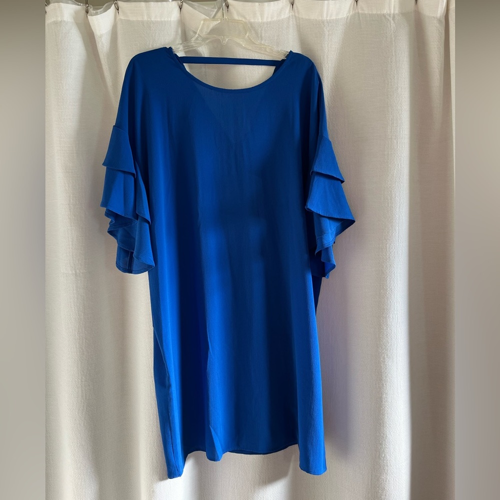 Blue Ruffle Sleeve Dress